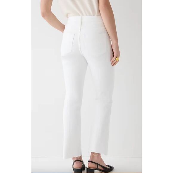 J Crew Womens T31 9" Tall Demi Boot Crop Jean White Stretch High Waist BQ302 - Picture 2 of 8